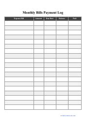 Printable Payment Log Forms