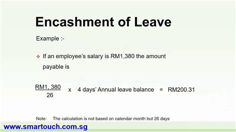 Payroll Malaysia Formula Calculations Of Encashment For Annual Leave
