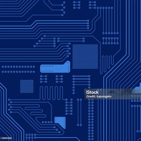 Blue Electronic Circuits Vector Background Stock Illustration Download Image Now Abstract