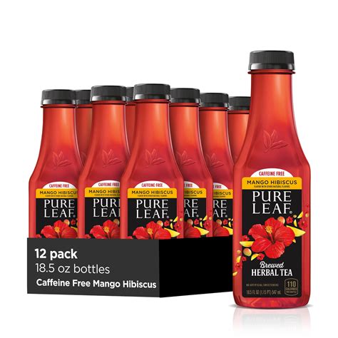 Pure Leaf Caffeine Free Cherry Hibiscus Herbal Iced Tea 185 Fl Oz 12 Pack Bottles Real