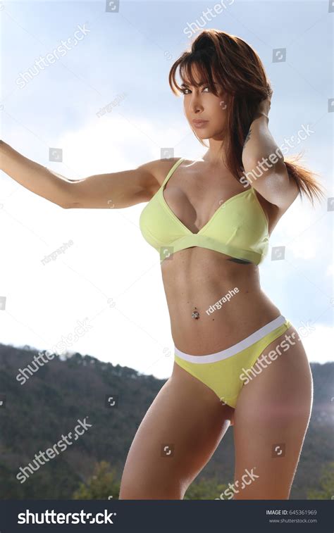 Sexy Brunette Wearing Lingerie Outdoor Stock Photo 645361969 Shutterstock
