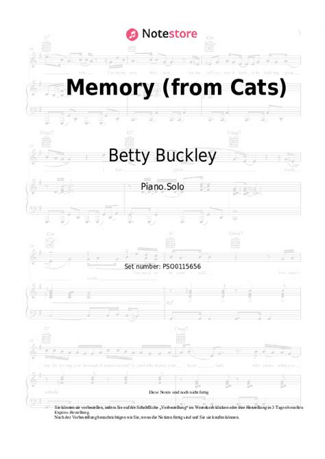 Memory From Cats Betty Buckley Andrew Lloyd Webber Noten Pdf Solo