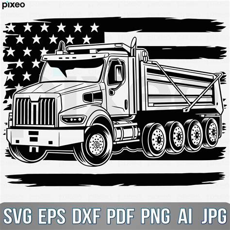 Dump Truck With Flag Svg Dump Truck Svg Truck Svg Big Truck Etsy