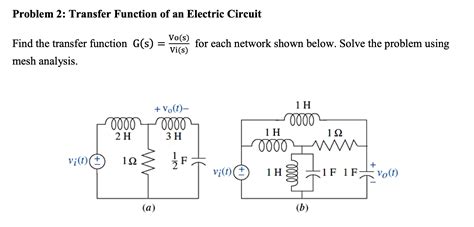 Solved Problem Transfer Function Of An Electric Circuit Chegg