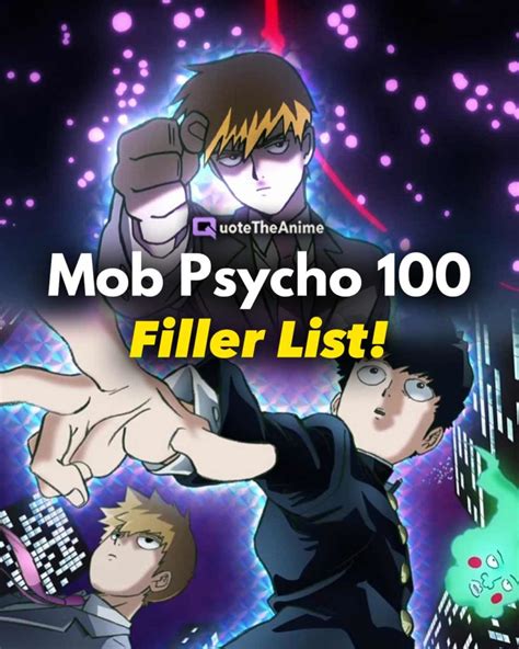 Mob Psycho 100 Filler List Official Qta