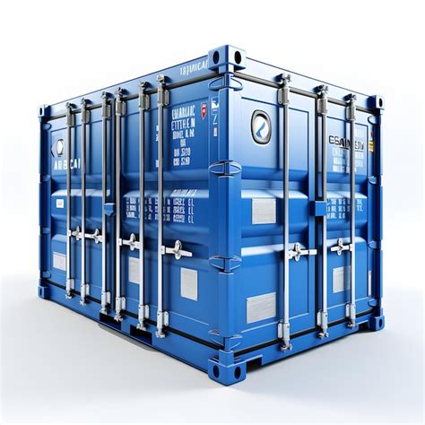 Premium Ai Image Blue Cargo Container White Bbackground