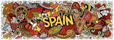 Spain Hand Drawn Cartoon Doodle Royalty Free Vector Image