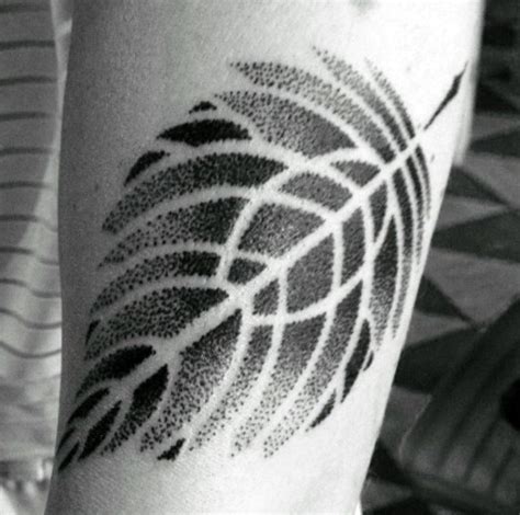 Original design leaf shaped doted black and white tattoo - Tattooimages.biz