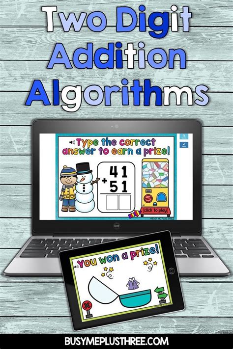 Winter Activity Boom Cards Two Digit Algorithms Addition With No