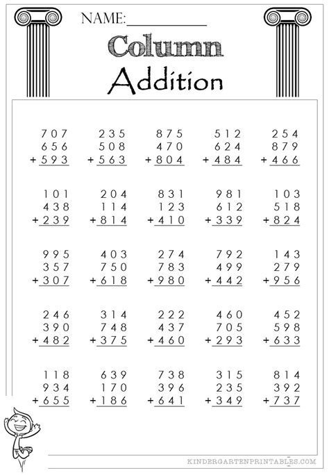 3 Digit Number Addition Worksheets