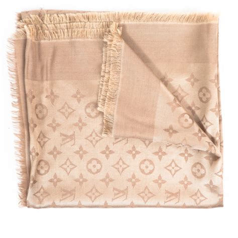 Louis Vuitton Ecru Silk Wool Monogram Scarf Labellov Buy And Sell