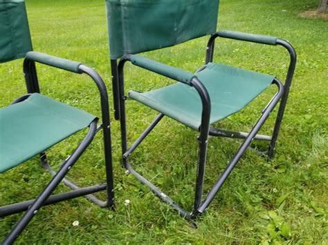 Three Genuine Orvis Green Canvas Folding Camping Fishing Chairs