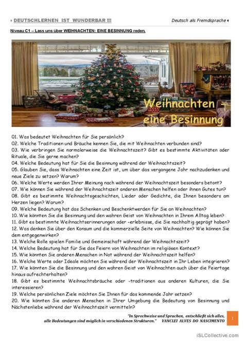 C Lass Uns Ber Weihnachten Ein Deutsch Daf Arbeitsbl Tter Pdf Doc