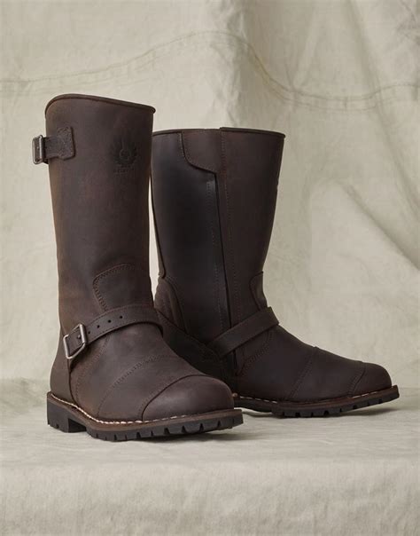 Bottes Belstaff Endurance Black Brown Moto Vintage Cuir