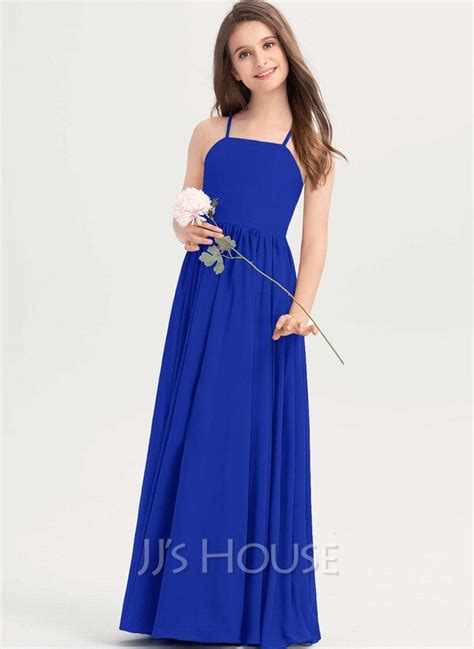 Us A Line Square Neckline Floor Length Chiffon Junior