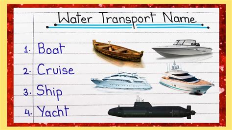 20 Water Transport Names Water Transport Names In English Water