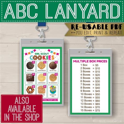 Mini Abc Girl Scout Order Form Printable Editable Price Chart