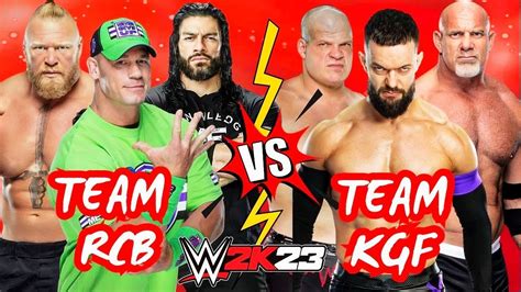 WWE 2K23 Team KGF Kane Goldberg Finn Balor Vs Team RCB Roman