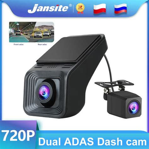 Jansite USB Car DVR ADAS Dashcam Dual Lens 720P Action Camera Front And