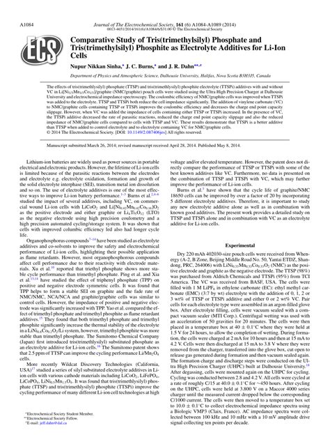 Comparative Study Of Tris Trimethylsilyl Phosphate And Tris