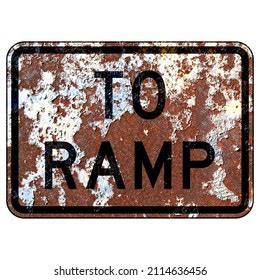 Old Rusty American Road Sign Ramp Stock Illustration 2114636456