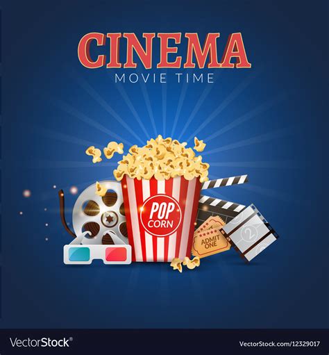 Cinema Movie Poster Design Template Popcorn Vector Image