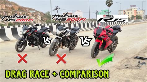 2024 Pulsar Ns200 Vs 2024 Yamaha R15 V4 Vs Bs6 Pulsar Ns200 Drag Race