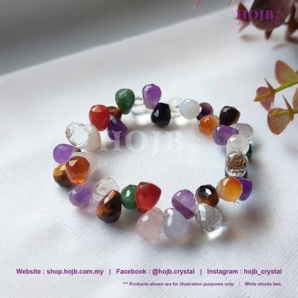 Hojb Natural Mixed Crystals Faceted Water Drop Beads Bracelet X Mm