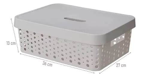 Caja organizadora multiusos de plástico de 11 litros con tapa gris