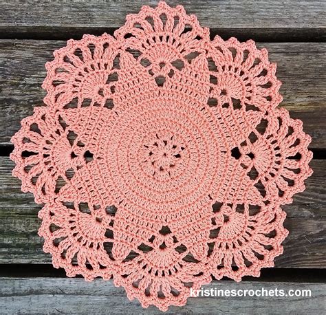 Kristinescrochets Salmon Star Doily Free Crochet Pattern