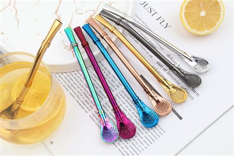 High Quality 304 Stainless Steel Straw Spoon For Drink Bar Coffee