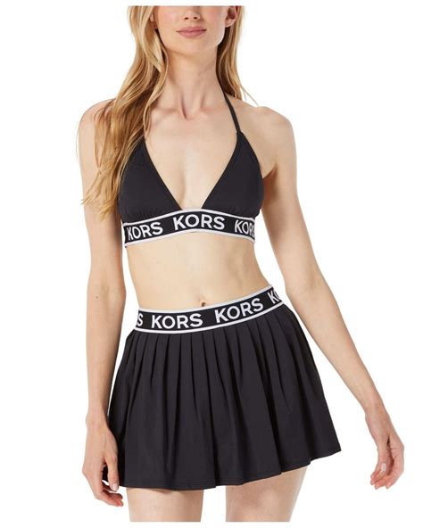 Michael Kors Logo Elastic String Bikini Top Logo Elastic Pleated