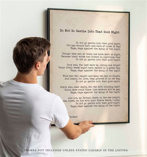 Printable Dylan Thomas Poem Print Do Not Go Gentle Into That Etsy