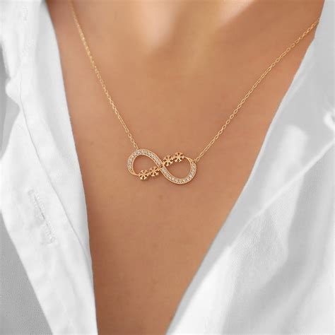 Infinity Necklace 14k Gold Infinity Necklace Valentine Day Etsy