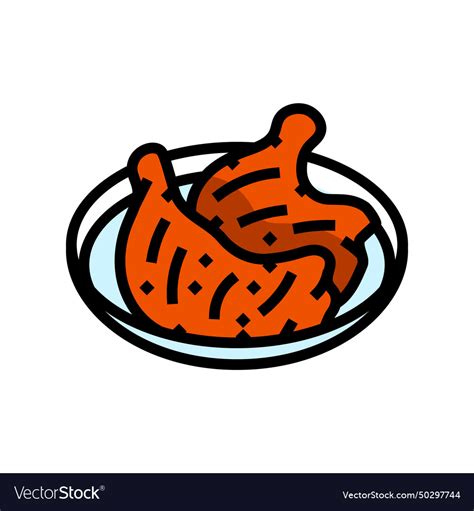 Tandoori chicken indian cuisine color icon Vector Image