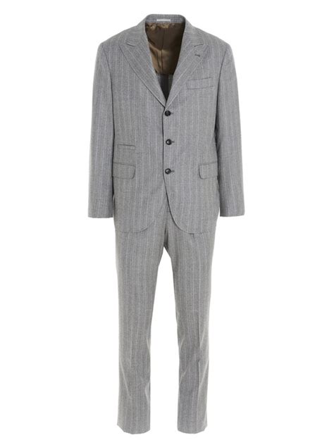 Brunello Cucinelli Brunello Cucinelli Pinstriped Suit In Grey Whats