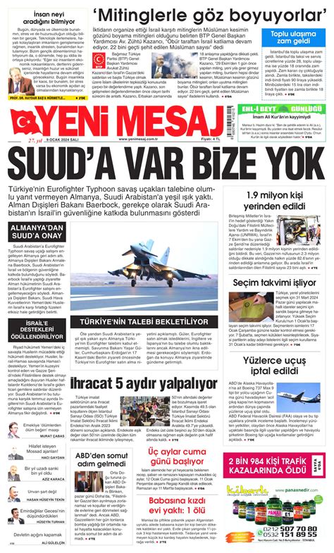 Yeni Mesaj Gazetesi Yeni Mesaj Man Et Oku Haberler Ocak