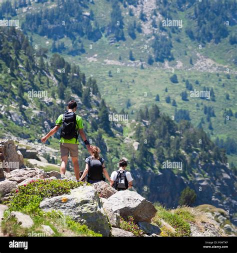 Hikers In Andorra Stock Photo Alamy