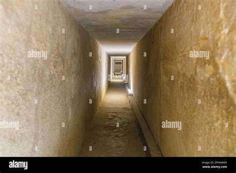 The Tunnel Leading To The Burial Chamber Inside The Pyramid Of Khafre