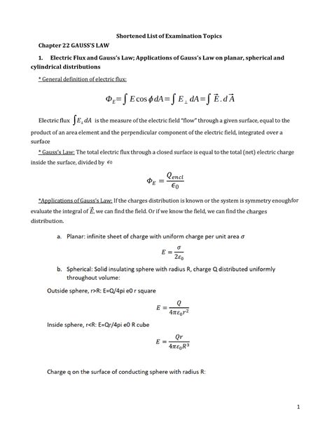 PH1026 Theory Promax Shortened List Of Examination Topics Chapter 22