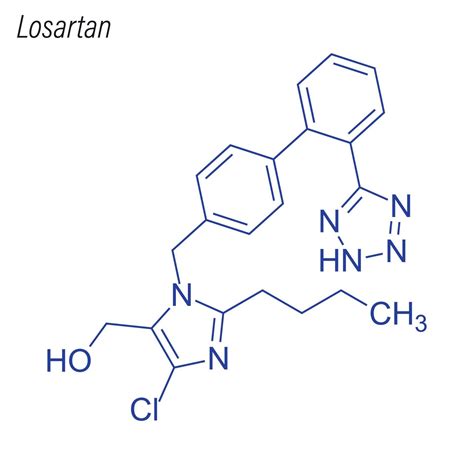 Fórmula Esquelética Vectorial De Losartán Molécula Química Del Fármaco 6579620 Vector En Vecteezy