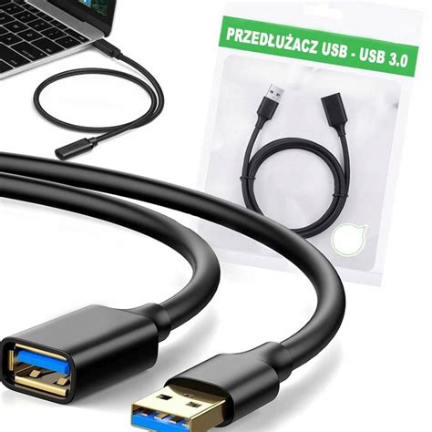 KABEL PRZEDŁUŻACZ USB 3 0 ŻEŃSKI MĘSKI 1 8M Sklep Opinie Cena w