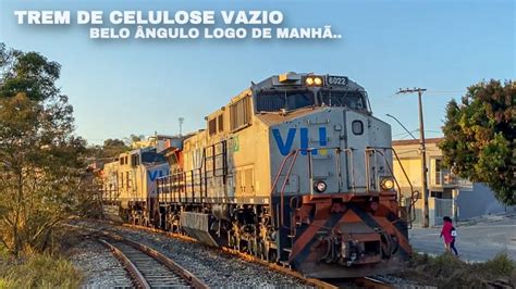 Trem de celulose vazio passando pela manhã em Carmo do Cajuru MG