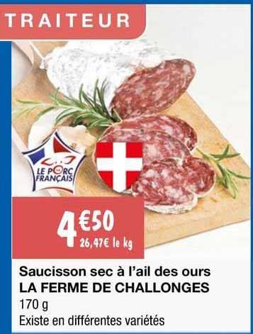 Promo Saucisson Sec A L Ail Des Ours La Ferme De Challonges Chez Migros