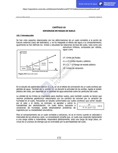 Esfuerzos en masas de suelo LF LÌmite de fluidez LL y LP LÌmites