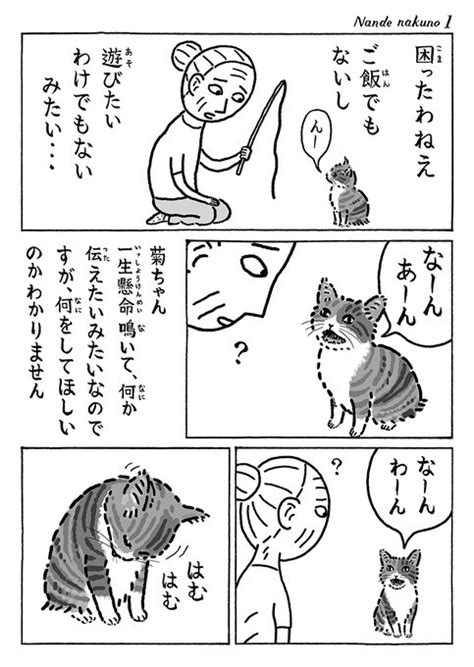 2ページ猫漫画「菊ちゃんのお願い」 湊文『猫の菊ちゃん』 さんのマンガ ツイコミ仮