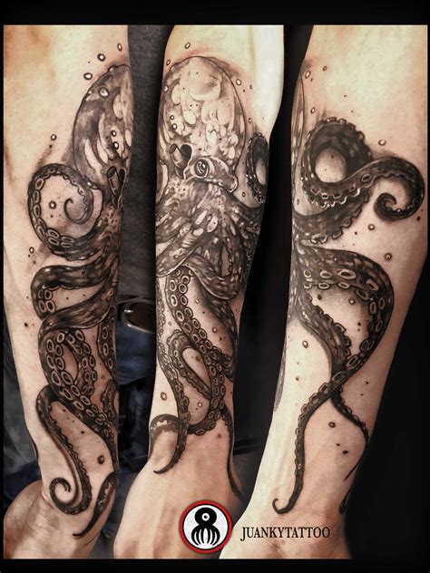 Pulpo en antebrazo en una sesión de 4 horas Diseño del tatuaje del