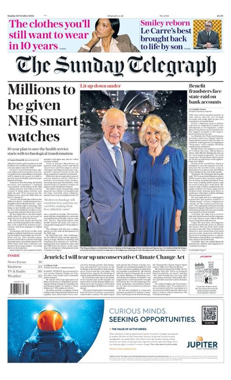 Sunday Telegraph Front Page 20th Of October 2024 Tomorrow S Papers Today