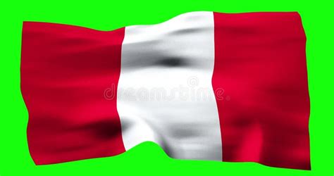 Flag Of Peru Realistic Waving On Green Screen Seamless Loop Animation