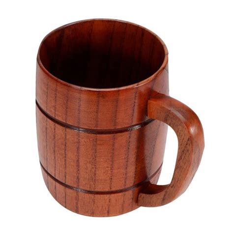 Cikonielf tasse à boire Chope à bière en bois avec poignée eau vin thé